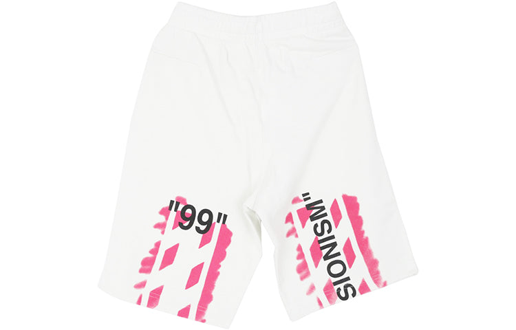 Off-White c/o virgil abloh For Men's White Diag Stencil Sweatshorts White/Pink OMCI006R190030150228