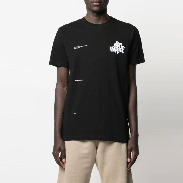 Off-White SS21 Adam Is Eve Logo Printing Round Neck Short Sleeve Ordinary Version Black OMAA027S21JER0141001