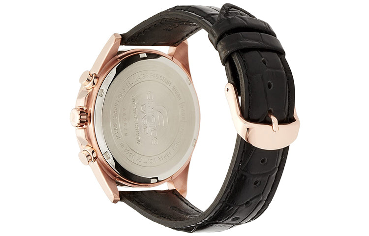 Men's ( Business ) CASIO EDIFICE Series Rose Gold Strap Casual Watch Mens Black Analog EFB-302JGL-1A