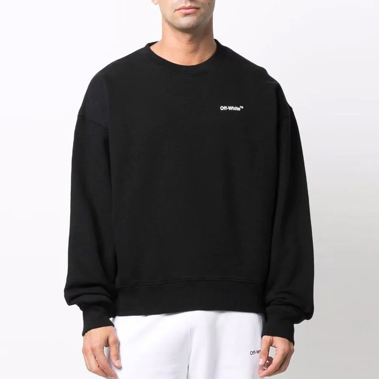 Men's Off-White SS22 Round Neck Pullover Arrow Pattern Printing Loose Fit Black OMBA058C99FLE0021001