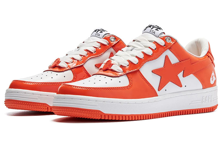 A BATHING APE Bape Sta Patent Leather 'Orange White' 1I70-191-002-ORANGE