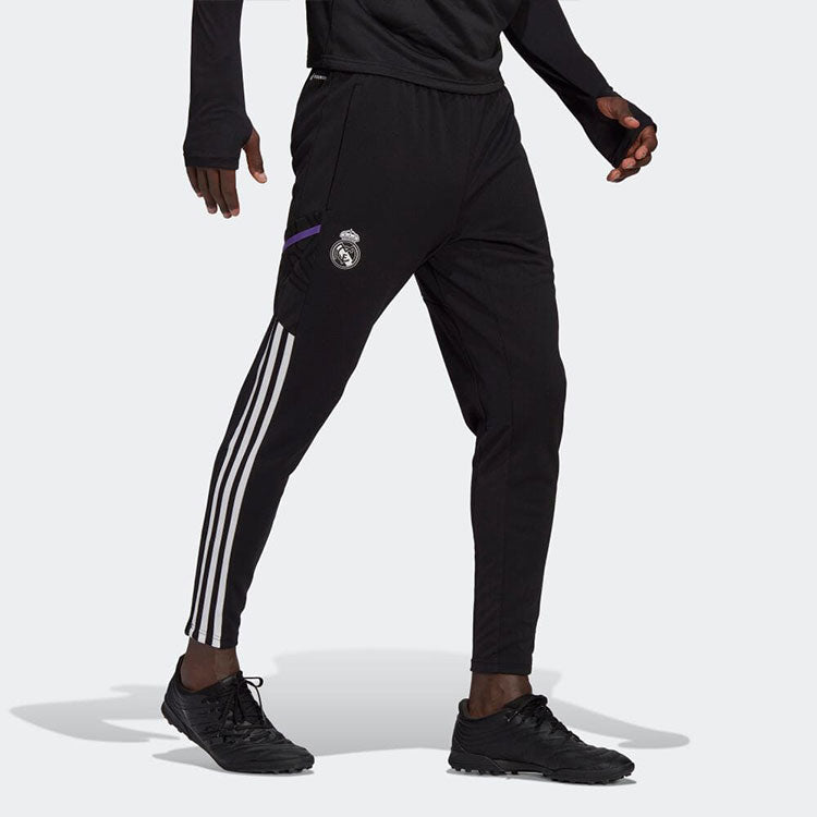 Men's adidas Condivo 22 Stripe Printing Logo Slim Fit Sports Pants/Trousers/Joggers Japanese Version Black HG4009