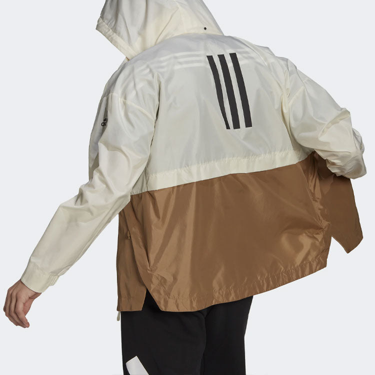 adidas Running Training Sports Contrasting Colors Hooded Jacket Creamy White GK8685