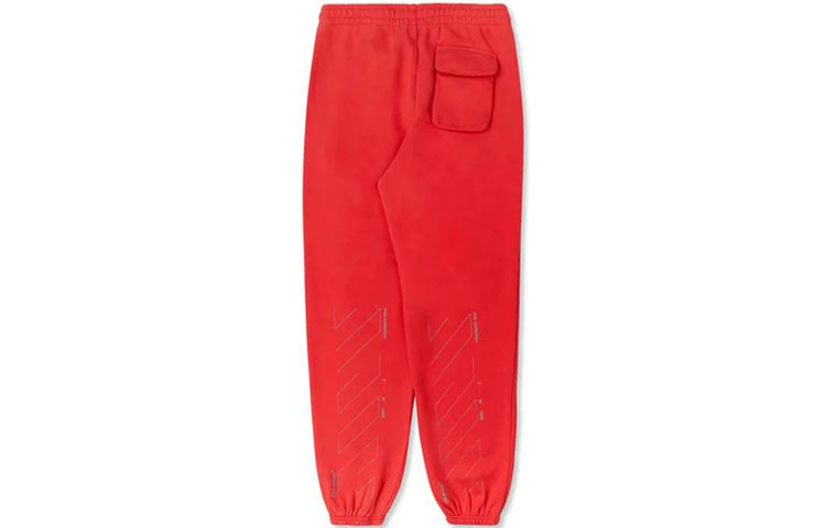 Men's Off-White Printing Logo Red Sports Pants/Trousers/Joggers OMCH020E19E300032091