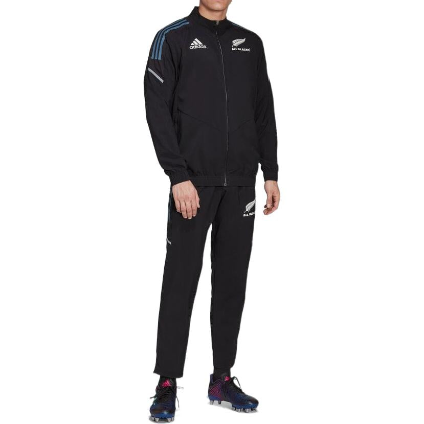 Men's adidas Logo Stripe Printing Rugby Sports Pants/Trousers/Joggers Black HG8339
