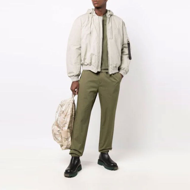 Men's Off-White FW21 Solid Color Bundle Feet Sports Pants/Trousers/Joggers Loose Fit Green OMCG029F21FAB0015555