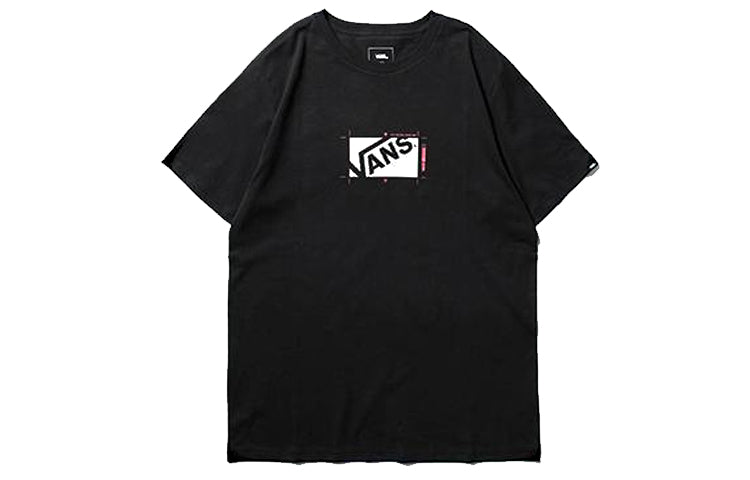 Men's Vans Alphabet Printing Round Neck Short Sleeve Black VN0A4P44BLK