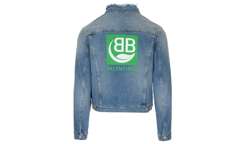Balenciaga Back Logo Denim Jacket 'Blue Green' 606170TDW144065