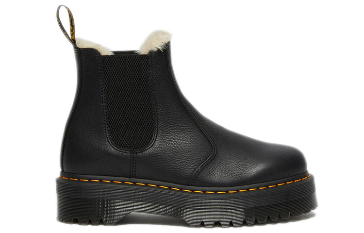 (WMNS) Dr. Martens 2976 Faux Fur Lined Platform Chelsea Boots 'Black' 25635001