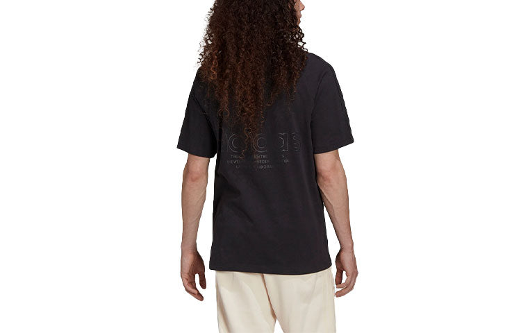 adidas originals Solid Color Logo Printing Round Neck Sports Short Sleeve Black H13461