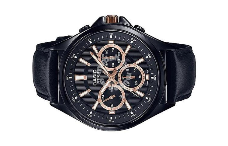 CASIO Waterproof BlackGold Dial Mens BlackGold Analog MTP-E303BL-1A2