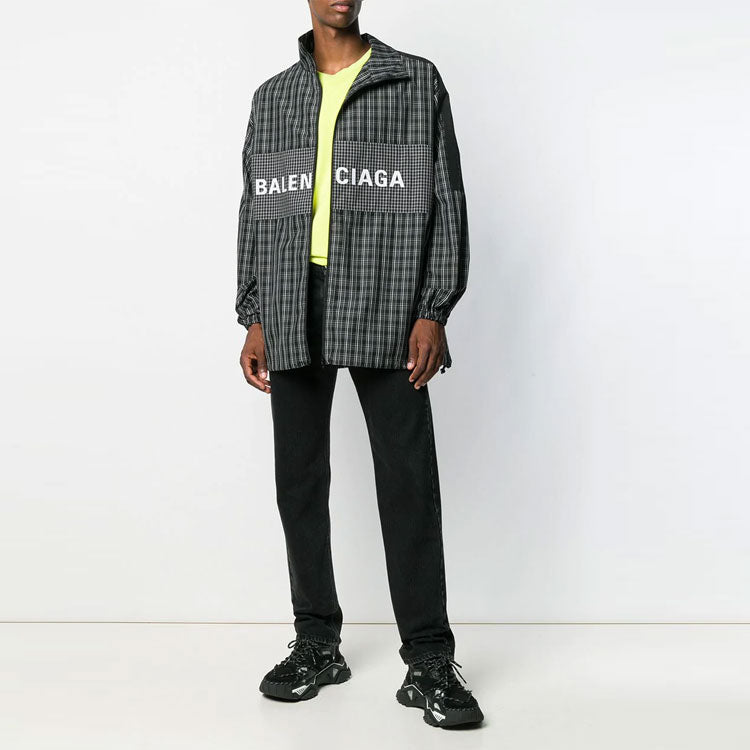 Balenciaga Checkered Nylon Track Suit Jacket 'Black' 571439TEM181070