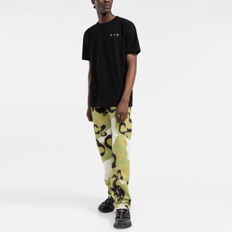 Men's Off-White FW21 Chest Logo Round Neck Short Sleeve Black T-Shirt OMAA027F21JER0061001