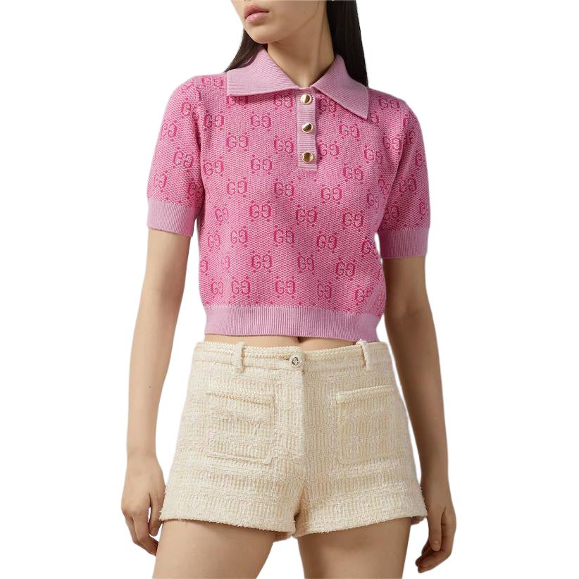 (WMNS) Gucci GG Wool Jacquard Polo Shirt 'Pink' 773631-XKDK5-5152
