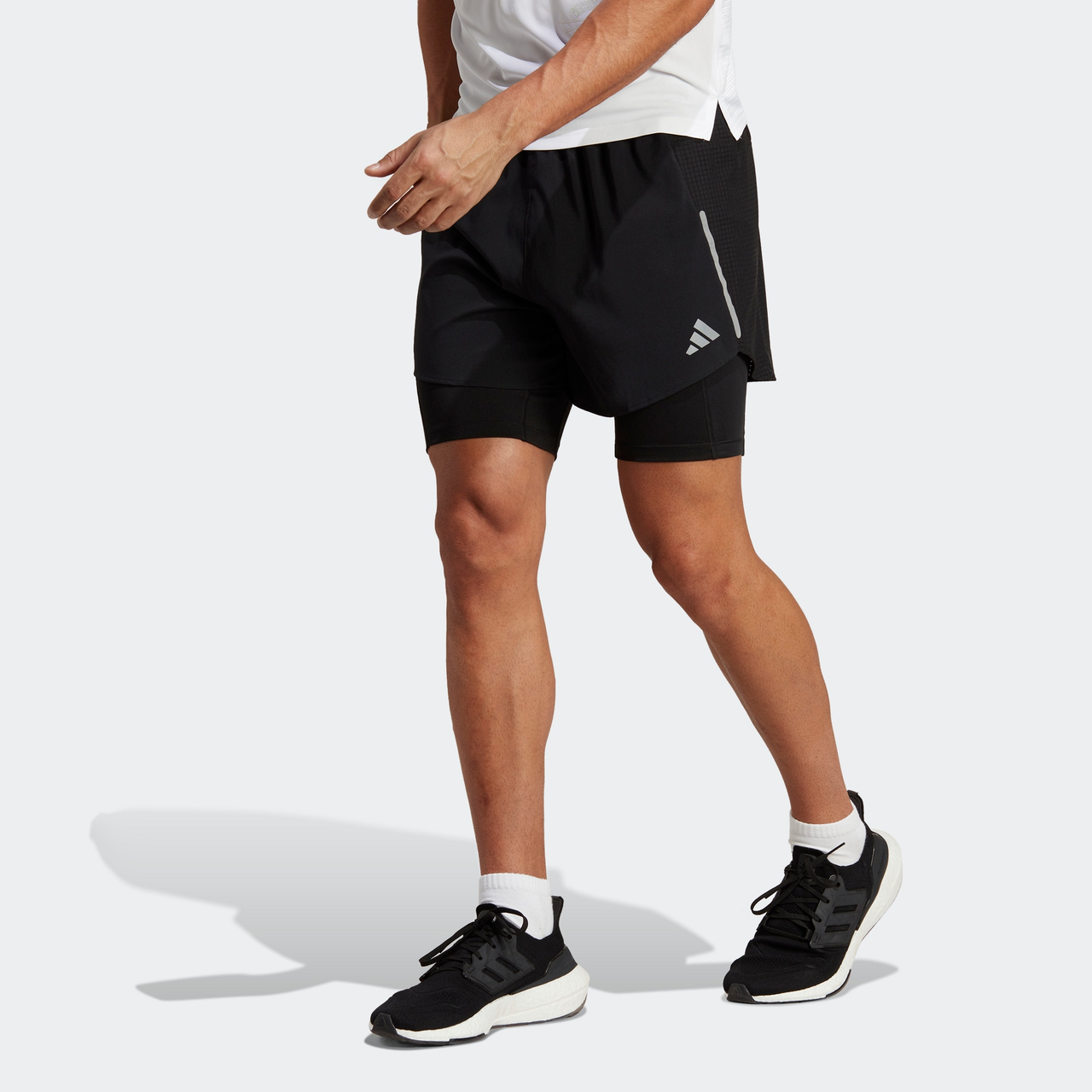 adidas Designed 4 Running 2-in-1 Shorts 'Black White' HN8023