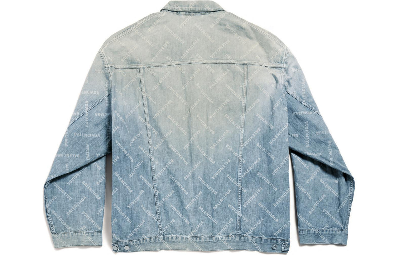 (WMNS) Balenciaga Bal Diagonal Allover Oversized Jacket 'Light Blue Japanese Ring Denim' 773616TPW534868