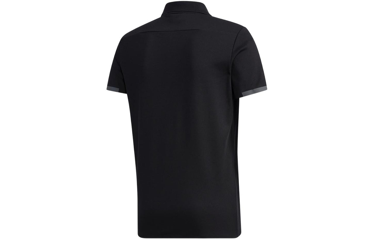 adidas Solid Color Alphabet Printing Short Sleeve Black Polo Shirt GL6826