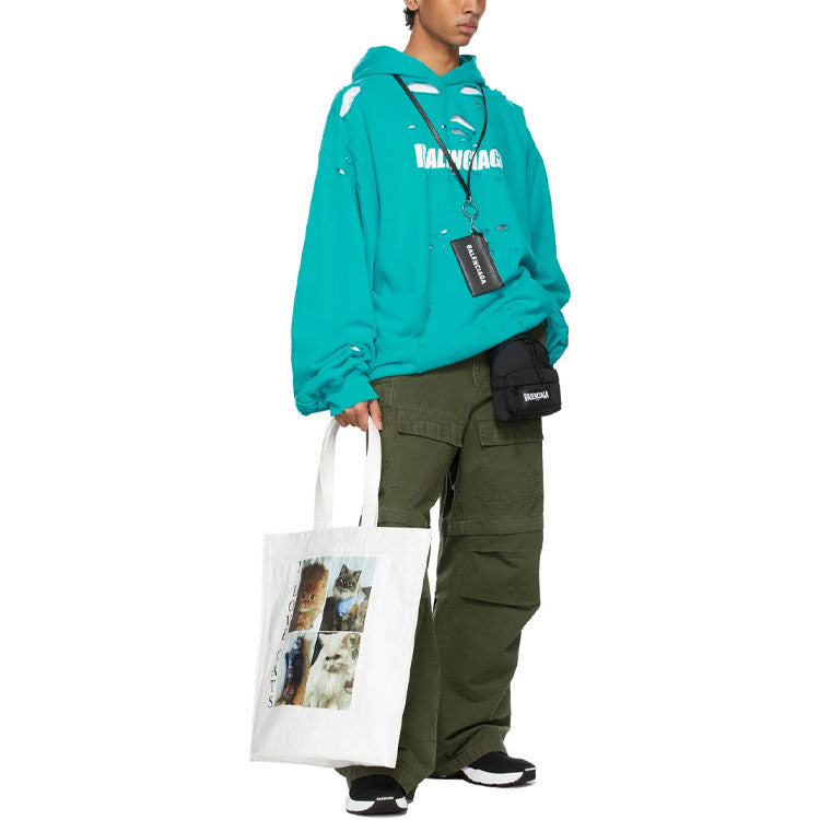 Men's Balenciaga SS21 Classic Alphabet Printing Hole Sky Blue 659403TKVB64661