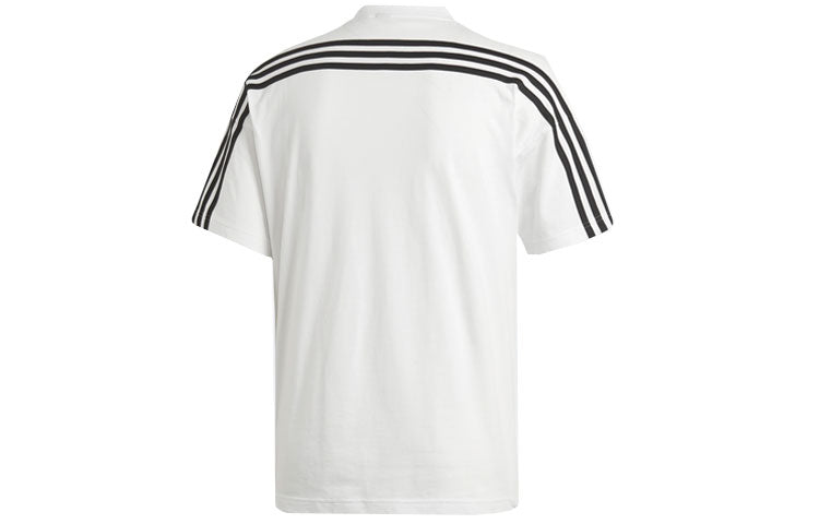 adidas M MH 3S Tee Stripe Sports Round Neck Short Sleeve White DX7656