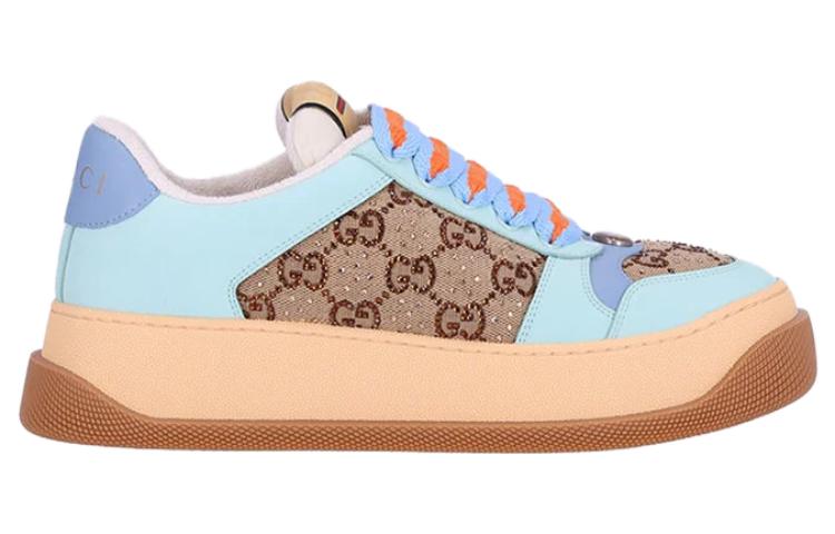 (WMNS) Gucci Screener GG Leather Sneakers 'Beige Blue Orange' 757700-FAB4C-2562