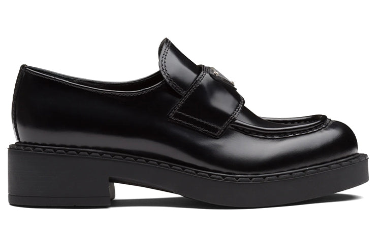(WMNS) PRADA Chocolate 50mm Brushed Leather Loafer 'Black' 1D246M_ULS_F0002_F_B050