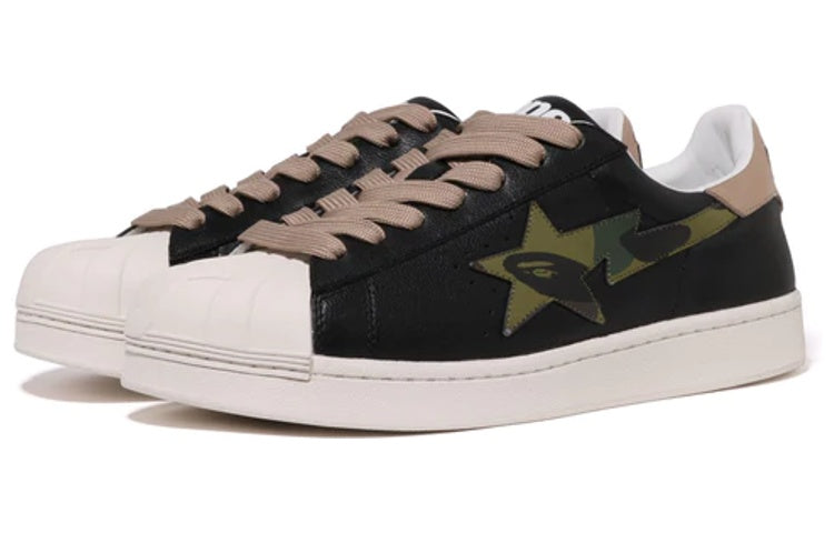 A BATHING APE SKULL Leather Low 'Black' 1I80-191-012-BLCK