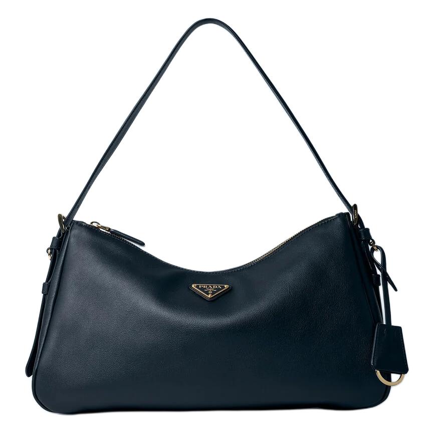 PRADA Aimee Leather Handbag, Shoulder Bag Women's Black