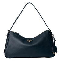 PRADA Aimee Leather Handbag, Shoulder Bag Women's Black