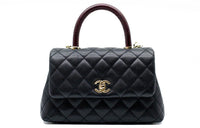 CHANEL COCO Handle Cow Leather Shoulder Bag Crossbody Bag Handbag Small Size Women's Black