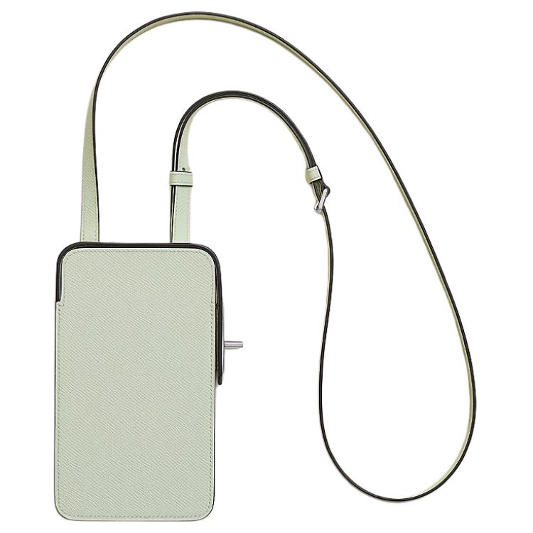 HERMES Hac A Bo Epsom Calfskin Cell Phone Pouch Women's Bubble Green