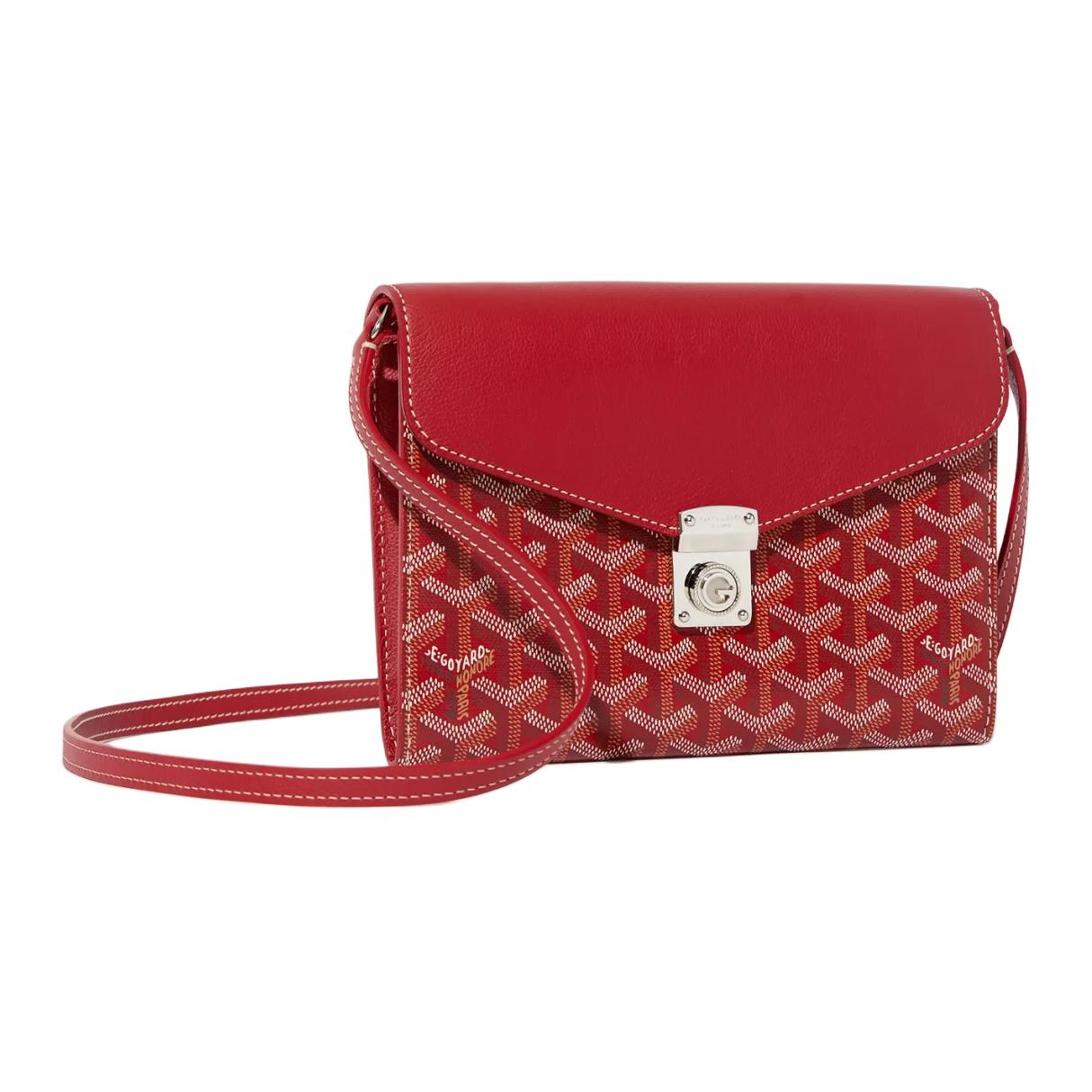 GOYARD Canvas With Calfskin Shoulder Bag Crossbody Bag Unisex Red