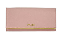 PRADA Leather Card Holder Wallet Women's Pink