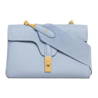 CELINE 16 Grain Calfskin Shoulder Bag, Crossbody Bag Women's Candy/Light Blue