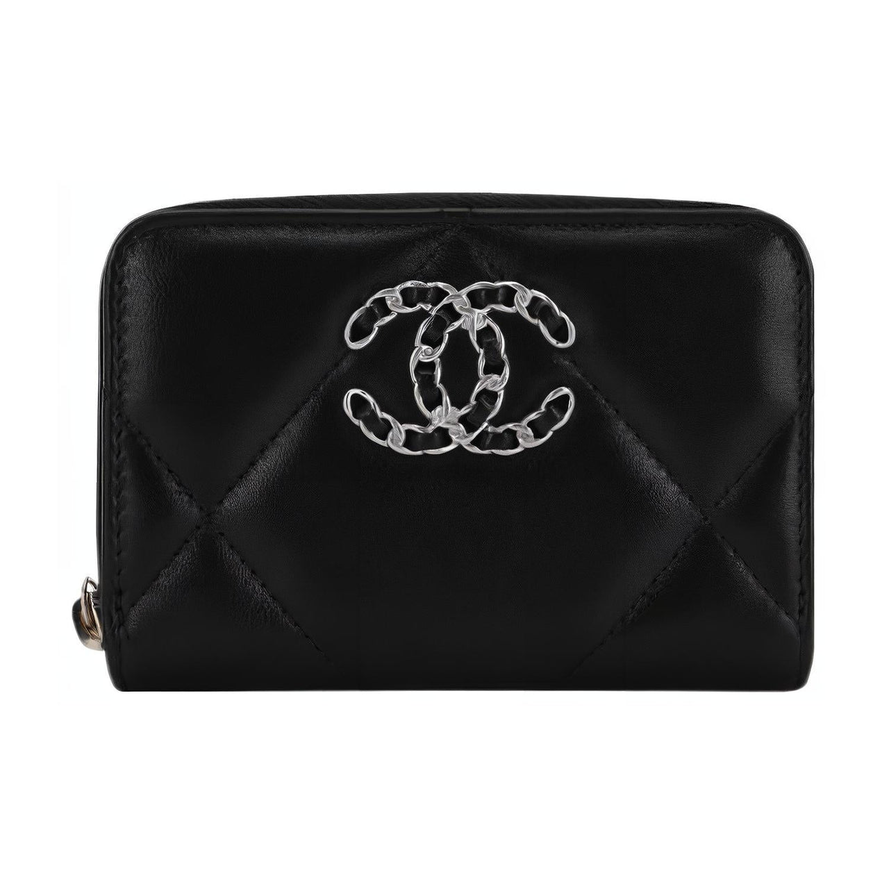 CHANEL Lambskin Coin Purse Women's Black