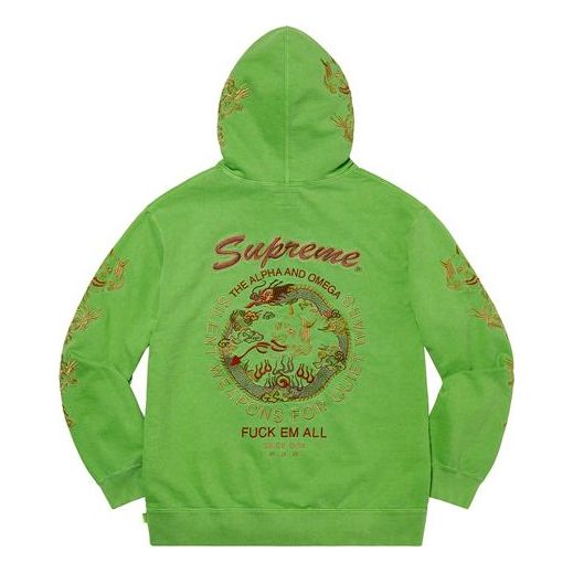 Supreme Dragon Overdyed Hooded Sweatshirt 'Green Red' SUP-SS20-670