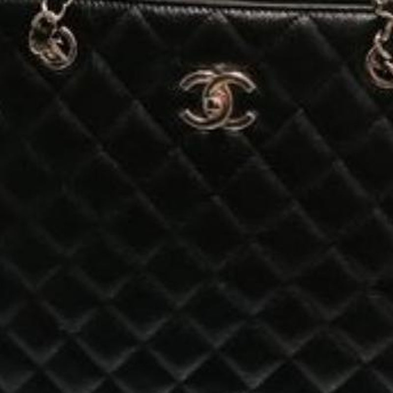 CHANEL Shiny Grain Calfskin Shoulder Bag Women's Black