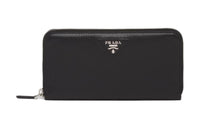 PRADA Leather Wallet Tubas Women's Black
