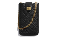 CHANEL Calfskin Cell Phone Pouch Regular Women's Black