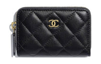 CHANEL Lambskin Coin Purse Card Holder, Wallet Regular Women's Black