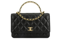 CHANEL Sheepskin Chain Shoulder Bag Crossbody Bag Regular Women's Black