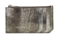 SAINT LAURENT Calfskin Card Holder Men's Silver