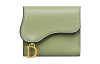 DIOR Saddle Goatskin Wallet Women's Green