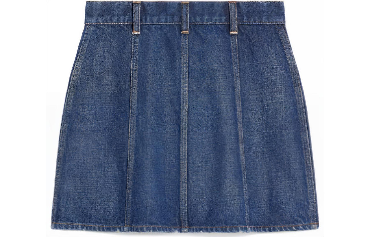 CELINE Button Up Denim Skirt