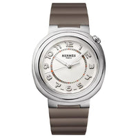 HERMES Wrist Watch Automatic Mechanical Movement Rubber Strap 36mm White Dial Women's Watch