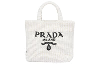 PRADA Raffia Handbag Trumpets Women's White