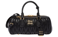 MIU MIU Matelassé Soft Sheep Leather Shoulder Bag, Crossbody Bag, Handbag Women's Black