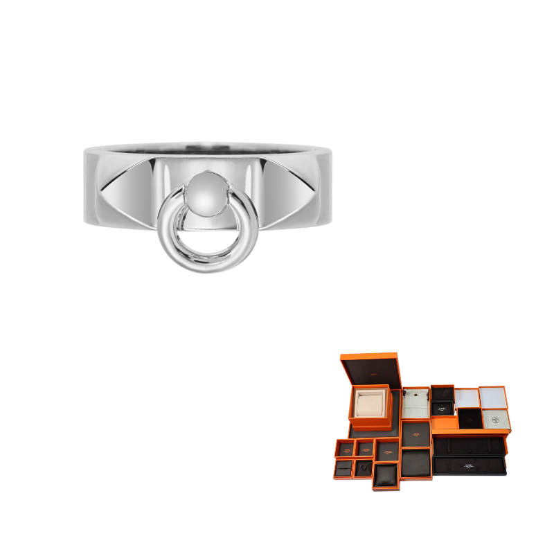 HERMES 925 Sterling Silver Rings Unisex Silver