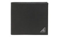 PRADA Cow Leather Money Clip Wallet Unisex Black