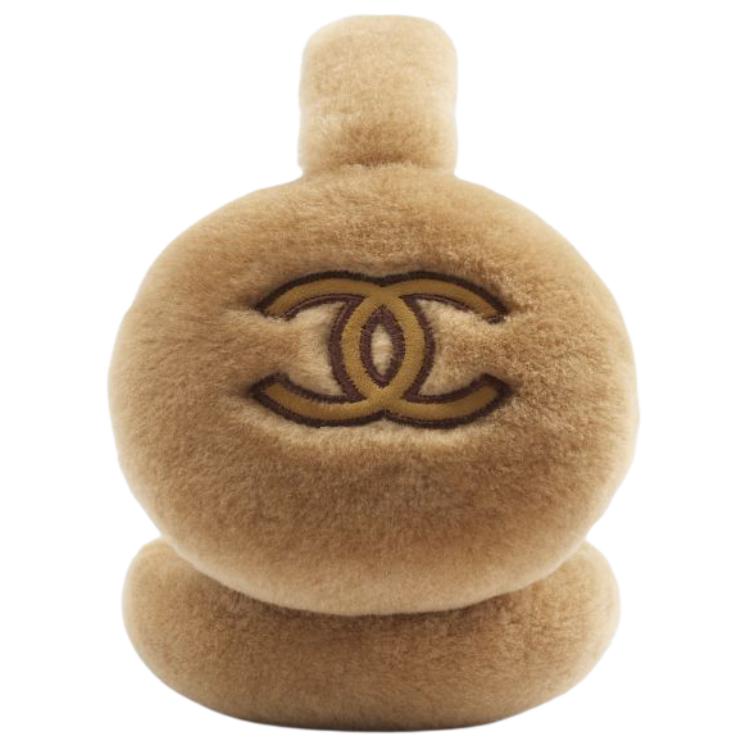 CHANEL Wool, Sheepskin Earmuffs Unisex Beige