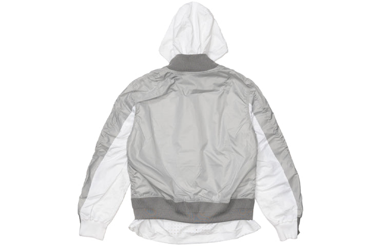 Nike x sacai Double Layer Contrasting Colors Sports Hooded Jacket 'Grey' CV5732-097